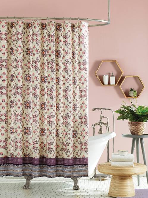 Jessica SimpsonLola Lined Shower Curtain in Purple Floral H4261071