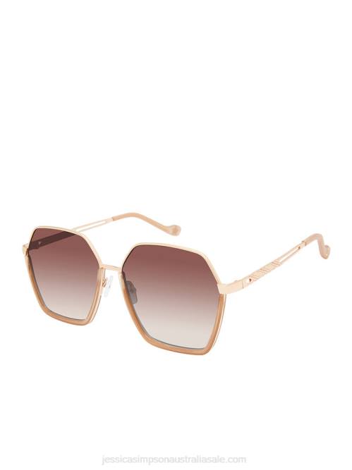 Jessica SimpsonGeometric Metal Sunglasses in Gold & Nude H4261032