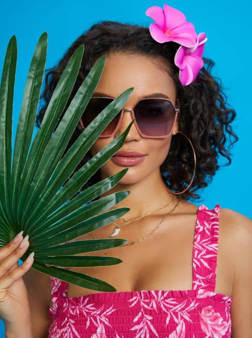 Jessica SimpsonGeometric Metal Sunglasses in Rose Gold H4261033