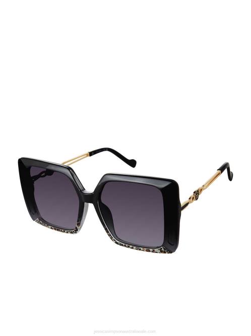 Jessica SimpsonGlamorous Square Metal Temple Sunglasses in Black H4261012