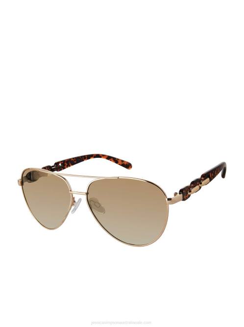 Jessica SimpsonMetal Aviator Pilot Sunglasses in Gold & Leopard H426972