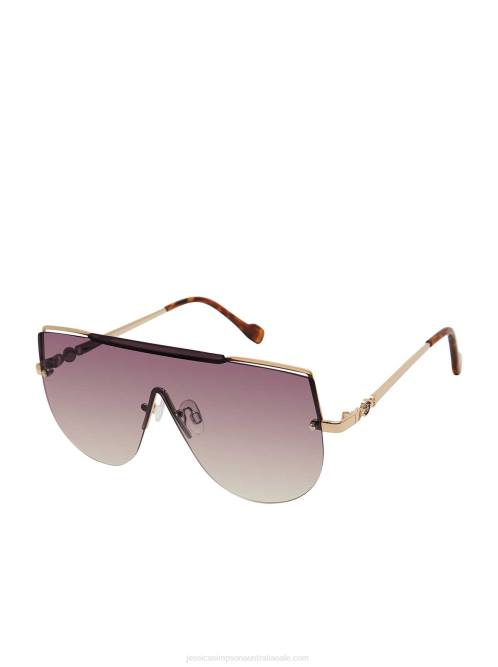 Jessica SimpsonMetal Aviator Shield Sunglasses in Gold H426960