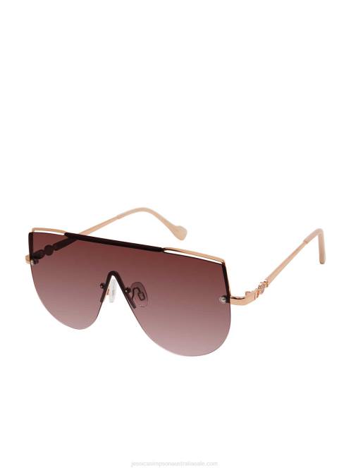Jessica SimpsonMetal Aviator Shield Sunglasses in Rose Gold H426959