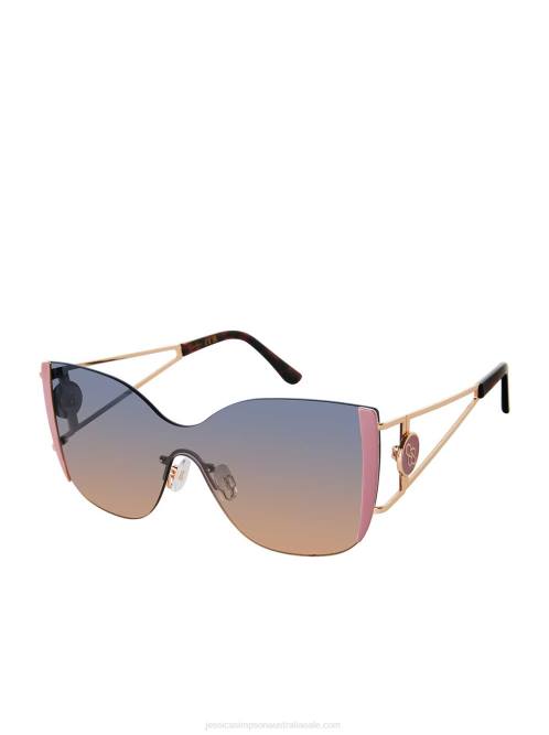 Jessica SimpsonMetal Cat Eye Shield Sunglasses in Gold & Rose H426957