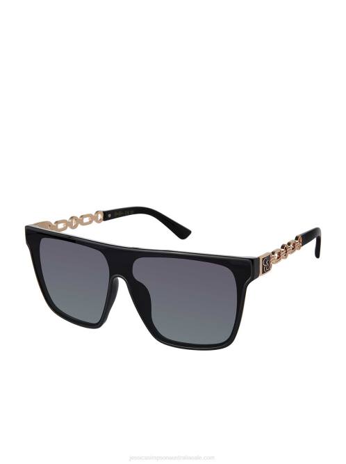 Jessica SimpsonMetal Square Shield Sunglasses in Black H426948