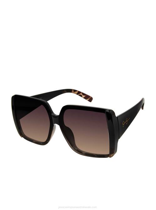 Jessica SimpsonOversized Glamorous Square Sunglasses in Black and Tortoise H4261023