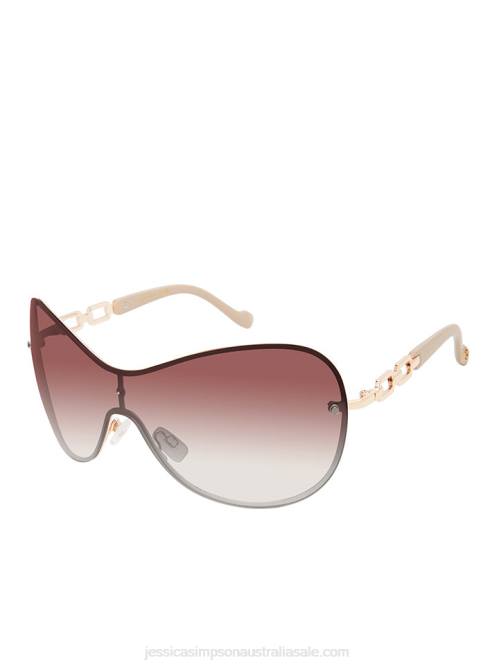 Jessica SimpsonOversized Rounded Shield Sunglasses in Gold & Nude H4261028