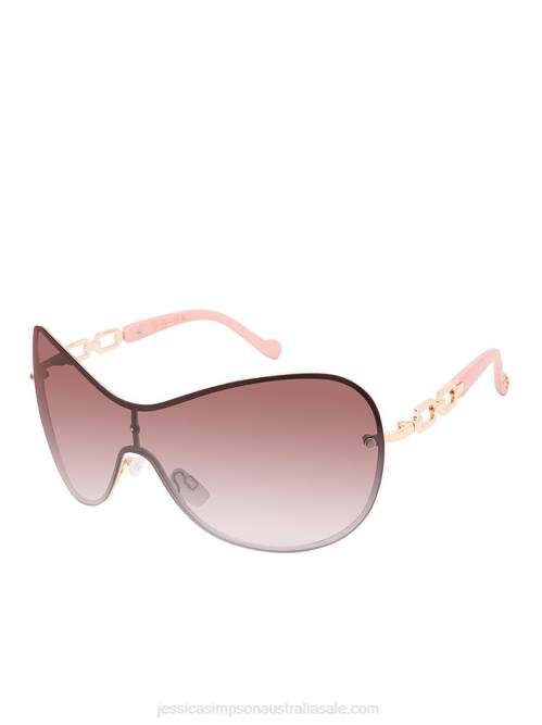 Jessica SimpsonOversized Rounded Shield Sunglasses in Rose Gold H4261026