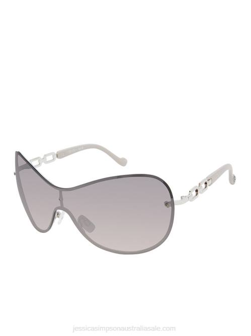 Jessica SimpsonOversized Rounded Shield Sunglasses in Silver & Grey H4261027