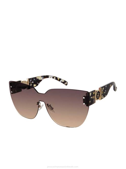 Jessica SimpsonRimless Cat Eye Shield Sunglasses in Olive Tortoise H426976