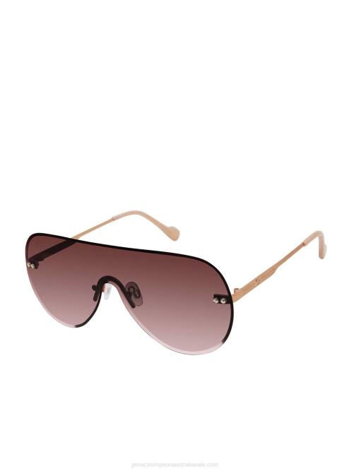 Jessica SimpsonRimless Metal Aviator Shield Sunglasses in Rose Gold H426954