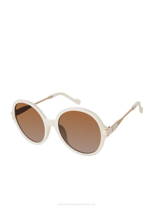 Jessica SimpsonRound Metal Temple Sunglasses in Cream H4261008