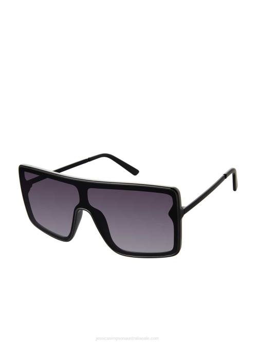 Jessica SimpsonSquare Shield Metal Temple Sunglasses in Black H4261020
