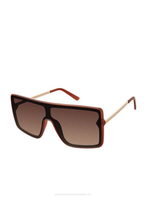 Jessica SimpsonSquare Shield Metal Temple Sunglasses in Brown H4261021