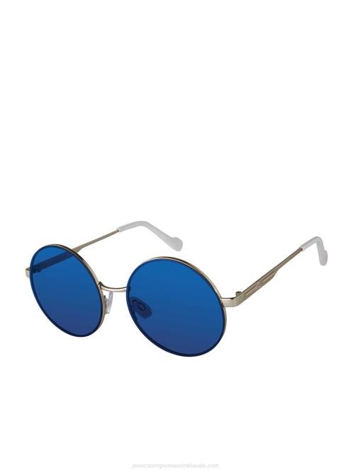 Jessica SimpsonVintage Metal Round Sunglasses in Silver & Blue H426939