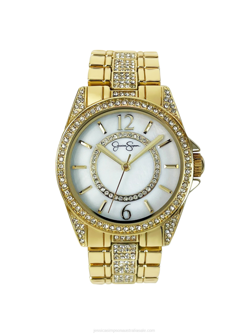 Jessica SimpsonGold Tone Crystal Bracelet Watch H426921
