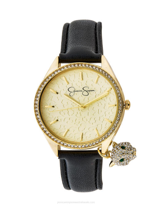 Jessica SimpsonGold Tone Dangle Panther Strap Watch H426925