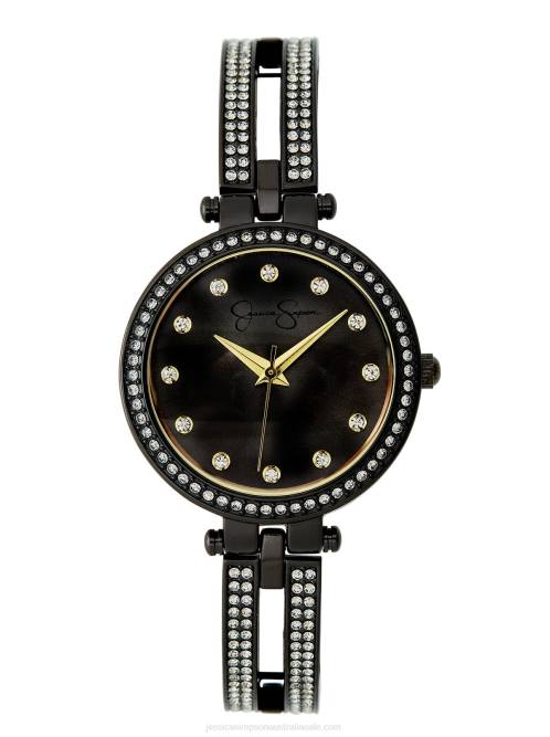 Jessica SimpsonGunmetal Crystal Double Arm Bangle Watch H426923