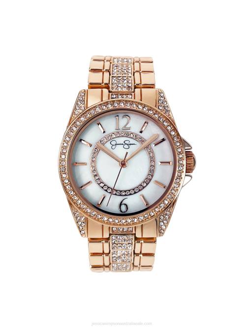 Jessica SimpsonRose Tone Crystal Bracelet Watch H426918
