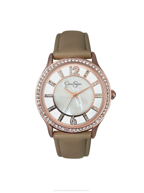 Jessica SimpsonRose Tone Genuine Mother Of Pearl Strap Watch H426927