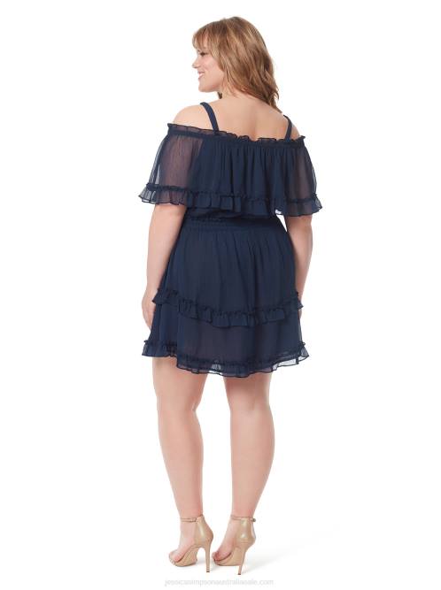 Jessica SimpsonAmaya Ruffle Dress in Black Iris H426556