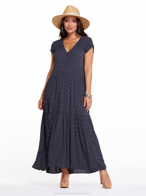 Jessica SimpsonEsther Maxi Dress in Charcoal Dot H426566