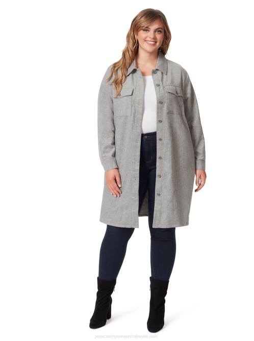 Jessica SimpsonRomi Shacket in Grey Melange H426573