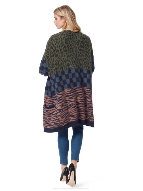 Jessica SimpsonBlaise Cardigan in Checkered Cheetah Black Iris H426585