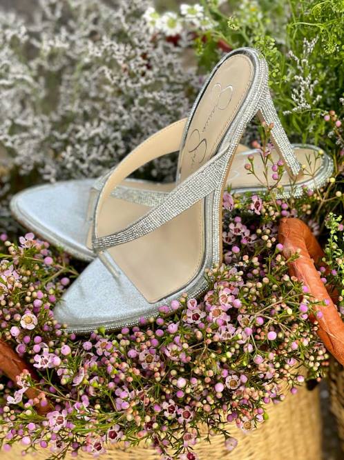 Jessica SimpsonPules High Heel Sandal in Silver Shimmer H42632