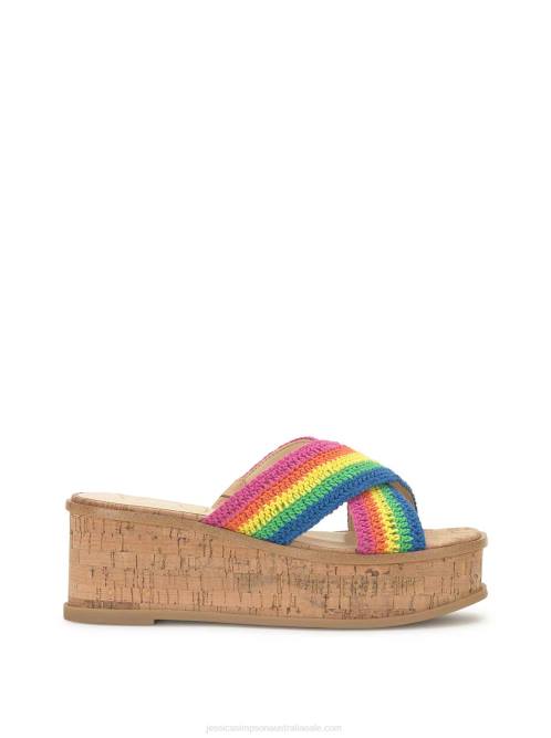 Jessica SimpsonEdiza Platform Slide in Rainbow Striped H426164