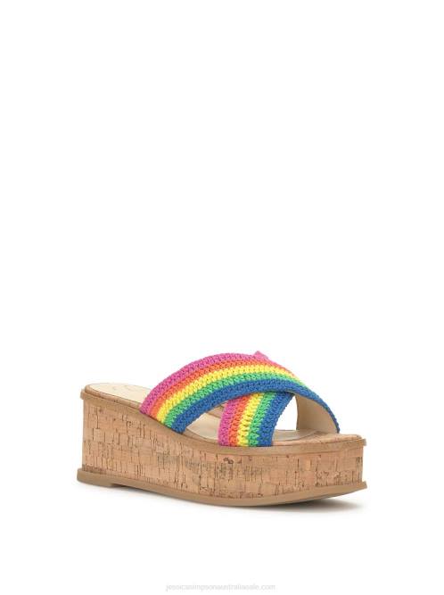 Jessica SimpsonEdiza Platform Slide in Rainbow Striped H426164