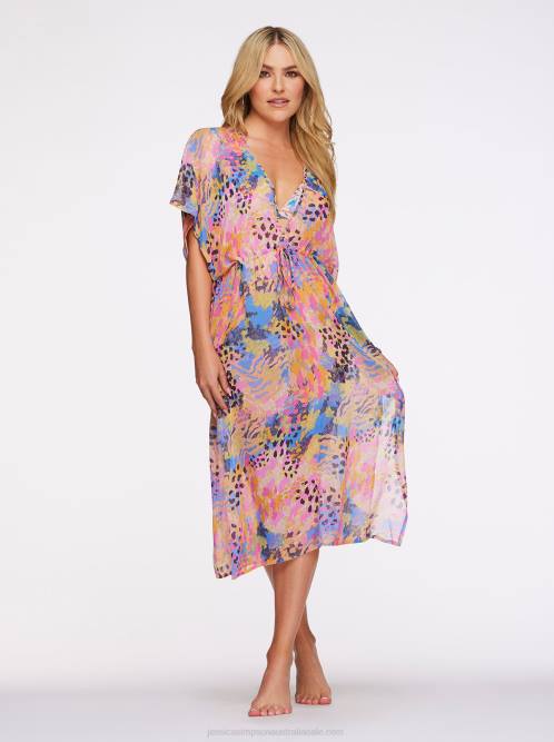 Jessica SimpsonFashionably Late Long Swim Cover Up in Lip Gloss Leopard H426841