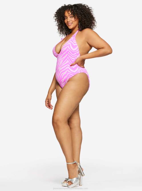 Jessica SimpsonElectric Zebra Plunging One Piece in Tulip H426801
