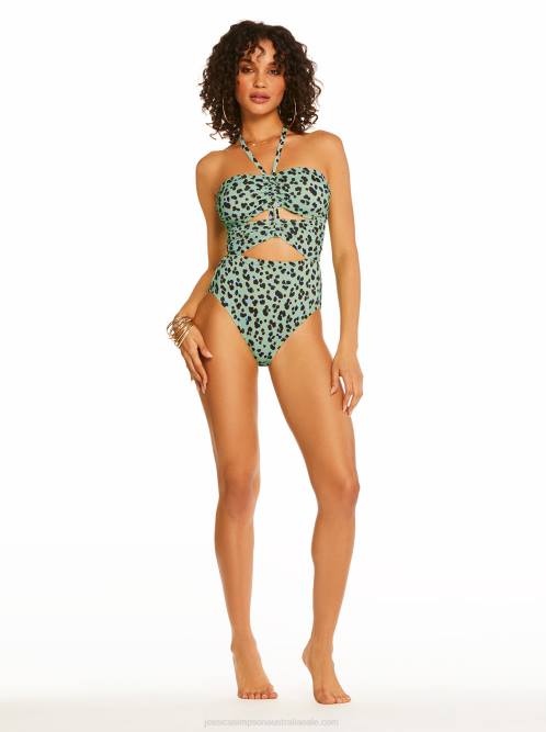 Jessica SimpsonWild Things Rouched Front One Piece in Mint H426861